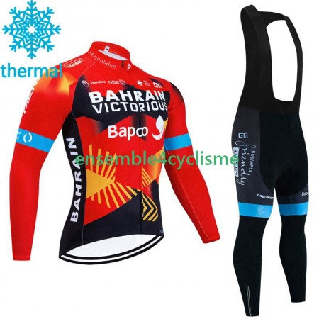 Tenue Maillot M/L + Collant à Bretelles Hiver Thermal Fleece Bahrain Victorious 2023